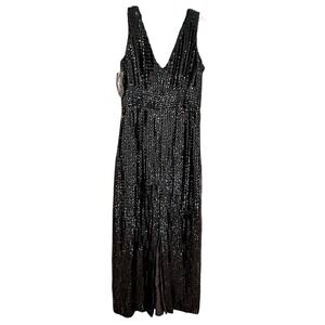 Lee Jordan Vintage Sequin Formal Dress Women's‎ 14 Black Evening 70s Whimsigoth